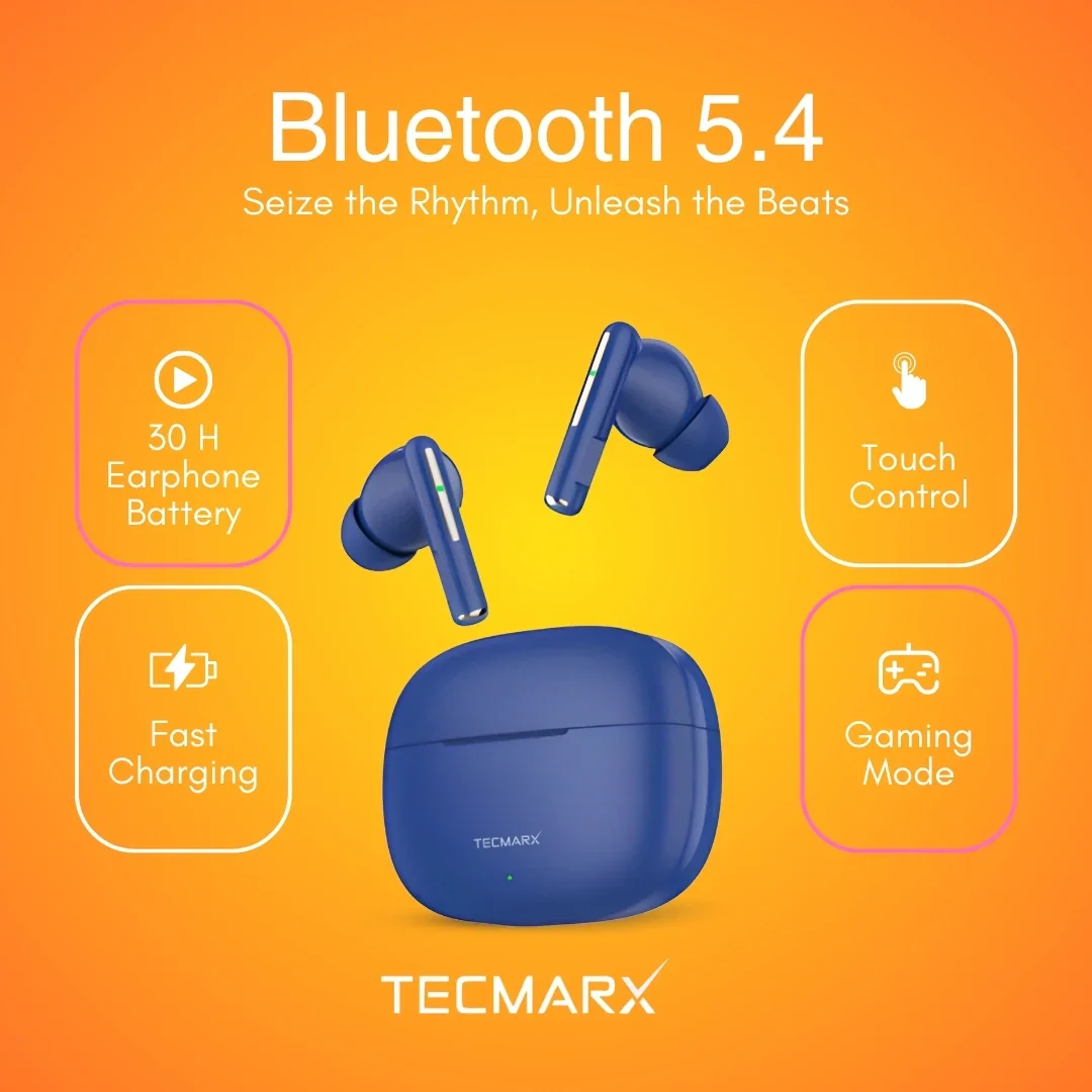 Tecmarx Vibe Bluetooth Earbuds | 30 Hr Playtime  | Balance Sound - Image 19