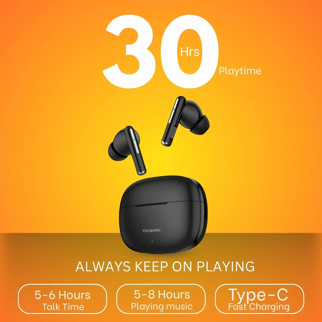 Tecmarx Vibe Bluetooth Earbuds | 30 Hr Playtime  | Balance Sound - Image 7