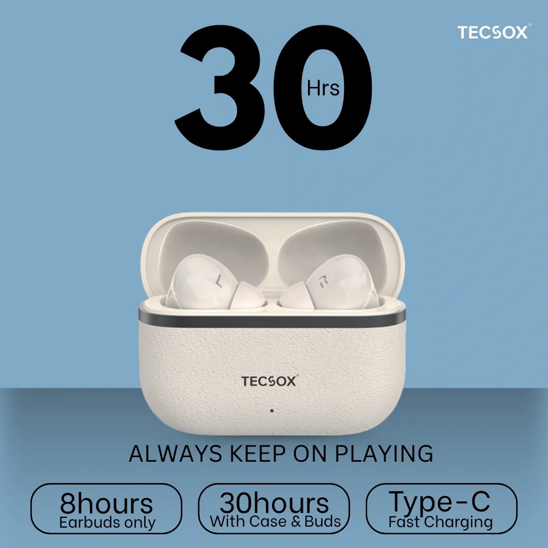 TecSox Moon Bluetooth Earbud With Deep Bass & Comfortable Fit | IPX Water Resistant - Image 3