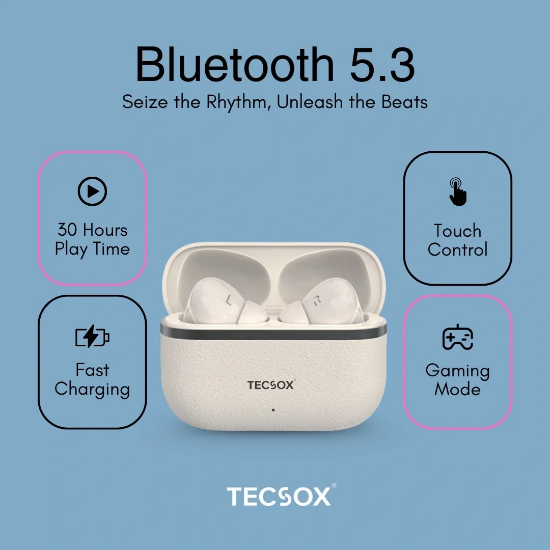 TecSox Moon Bluetooth Earbud With Deep Bass & Comfortable Fit | IPX Water Resistant - Image 5