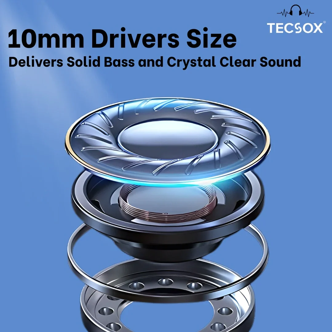TecSox Moon Bluetooth Earbud With Deep Bass & Comfortable Fit | IPX Water Resistant - Image 9