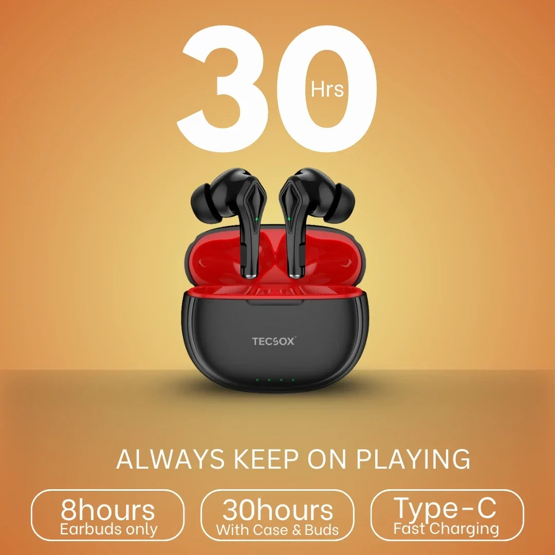 TecSox Neo231 Wireless Earbud With Deep Bass & Comfortable Fit | IPX Water Resistant - Image 4