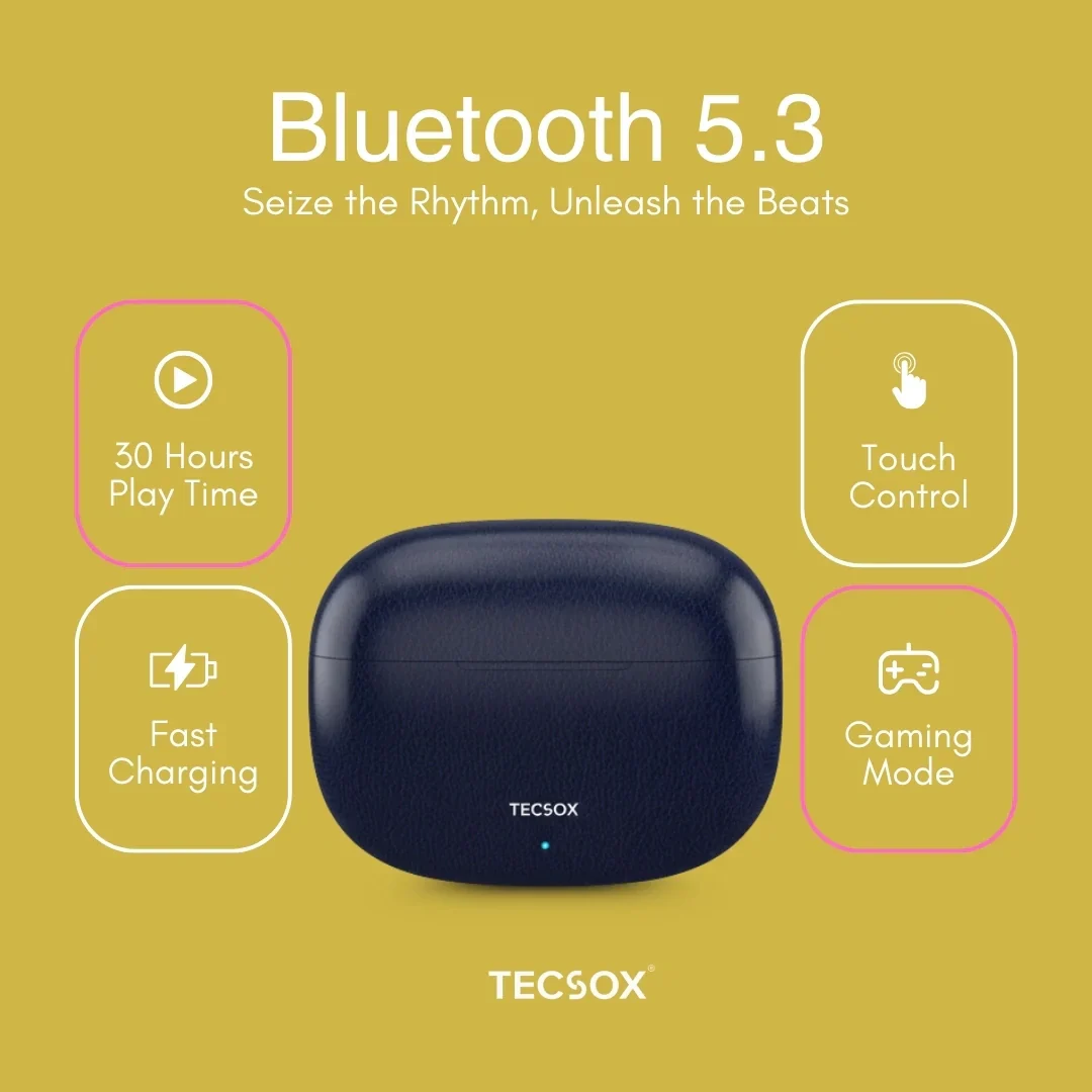 TecSox Neo771 Wireless Earbud With Deep Bass & Comfortable Fit | IPX Water Resistant - Image 35