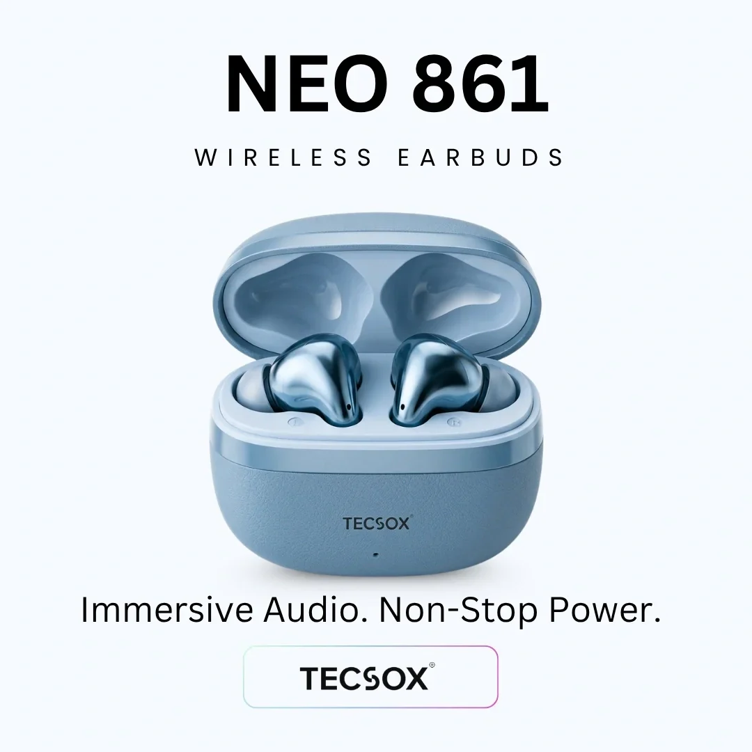 TecSox Neo861 Bluetooth Earbud With Deep Bass & Comfortable Fit | IPX Water Resistant - Image 3