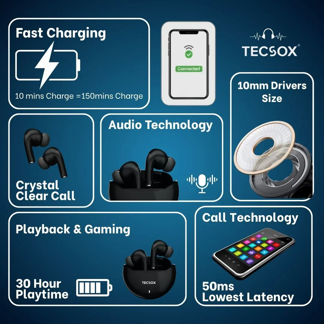 TecSox Omega Wireless Earbud With Comfortable Fit | IPX Water Resistant - Image 10