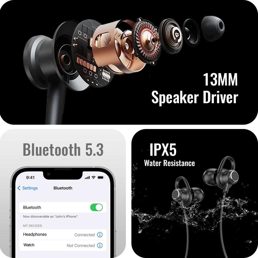 TecSox Verve Bluetooth Neckband | Metallic Touch + High Bass - Image 5