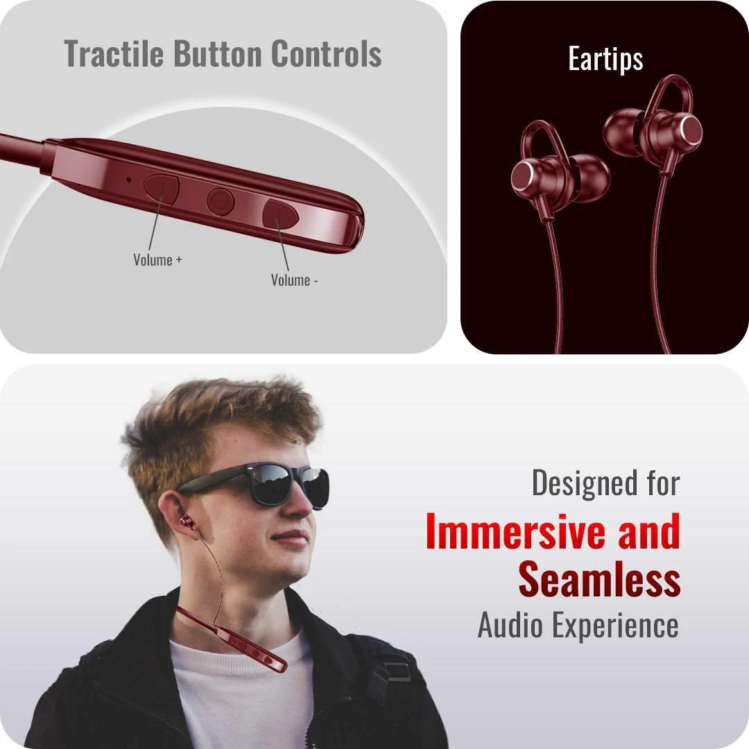TecSox Verve Bluetooth Neckband | Metallic Touch + High Bass - Image 9