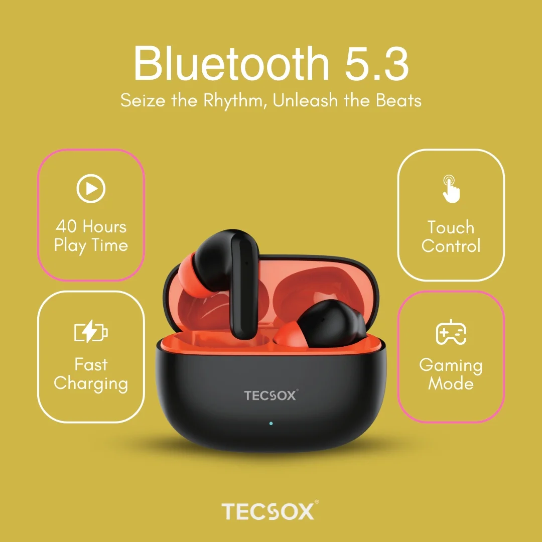 TecSox Wave Bluetooth Earbuds | Deep Bass | IPX water resistance - Image 10
