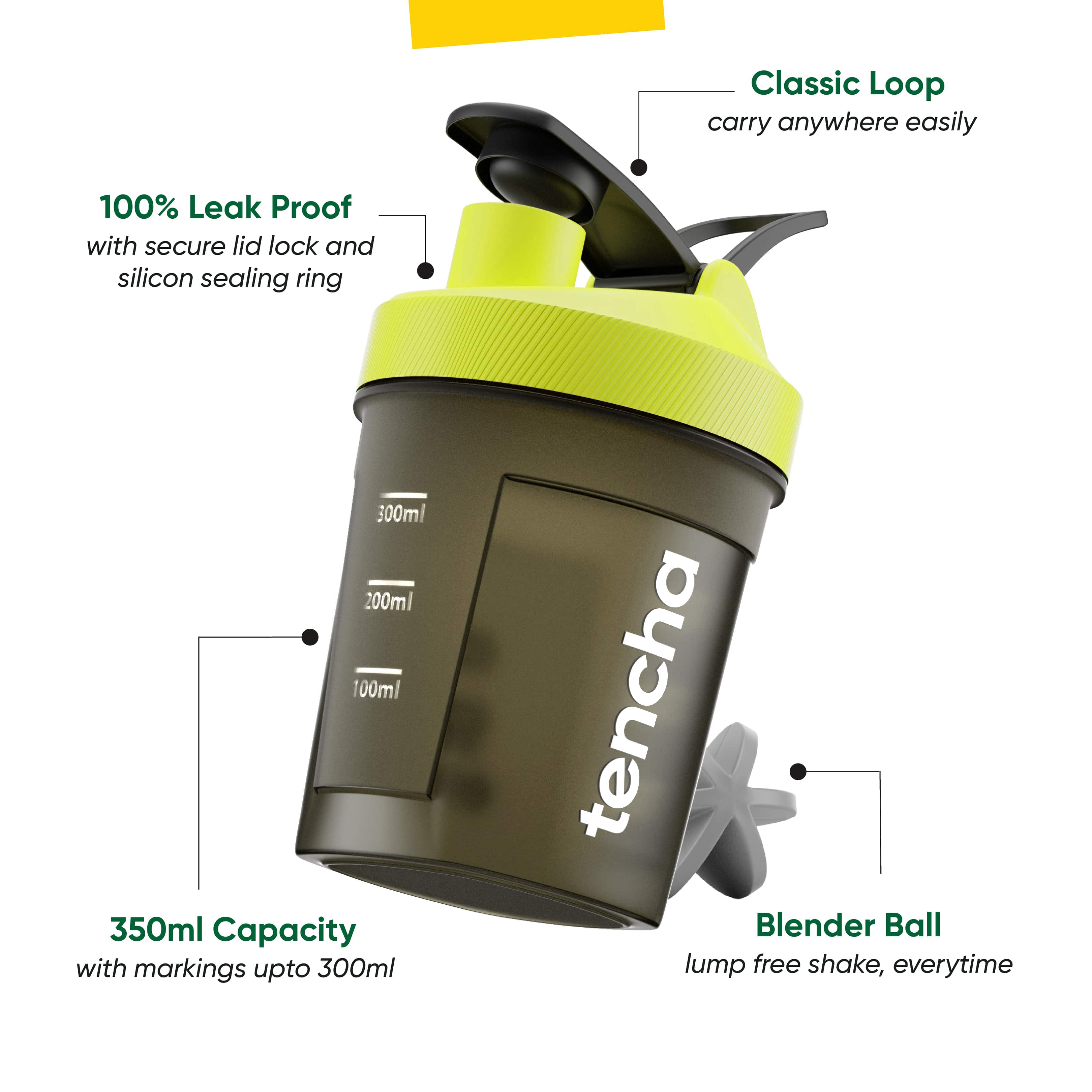 Tencha - Shaker with mixer ball | Leak Proof | 100% Reusable | BPA Free | 350 ml - Image 2