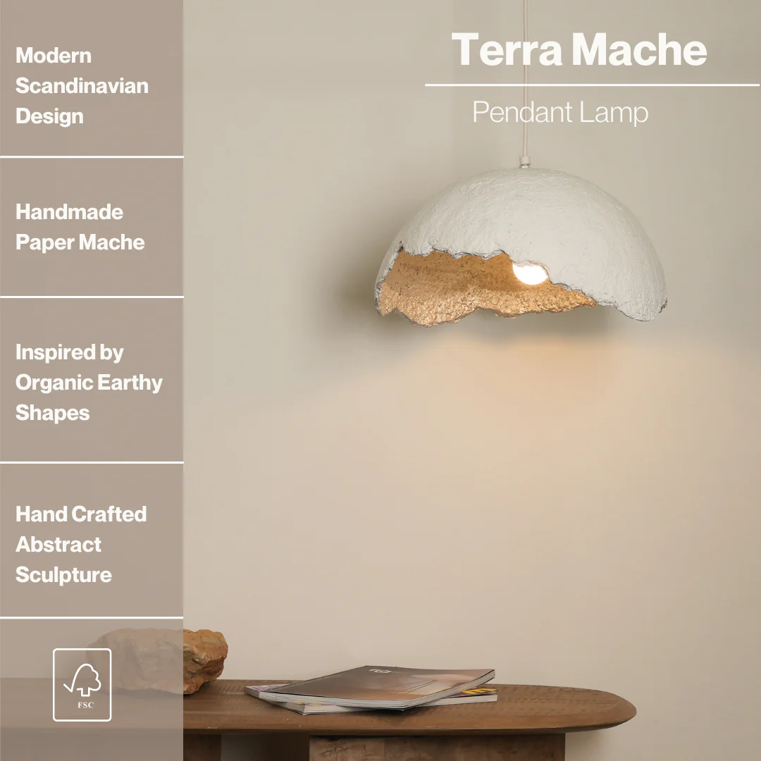 Terra Mache Pendant Lamp - Image 7