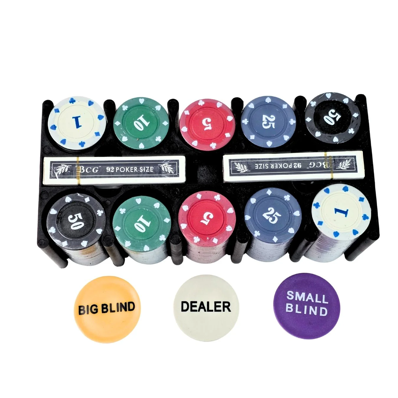 Texas Poker Set - Box Includes 200 Professional Poker Chips, 2 Card Decks, 36*24 inch Poker Mat & Chips Rack - Image 2
