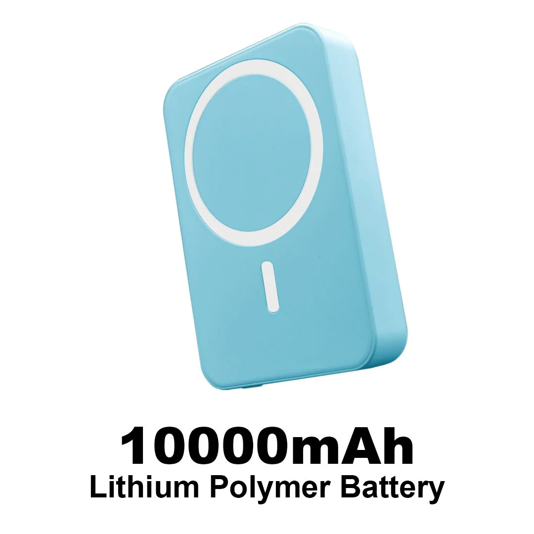 TexoVera 10000 mAh Wireless MagSafe Power Bank, 15W Wireless & 25W Wired, Lithium Polymer Battery - Blue - Image 5
