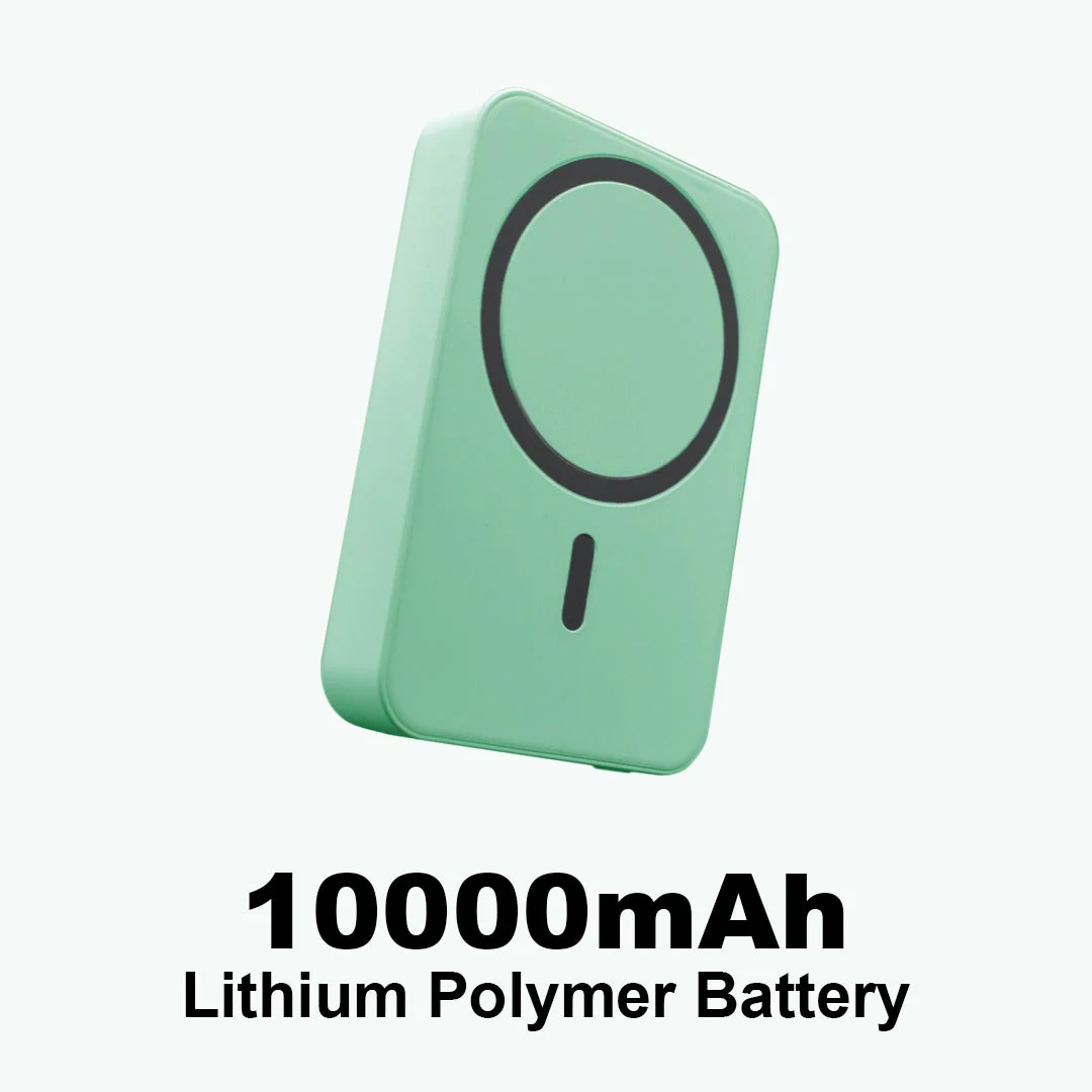 TexoVera 10000 mAh Wireless MagSafe Power Bank, 15W Wireless & 25W Wired, Lithium Polymer Battery - Green - Image 3