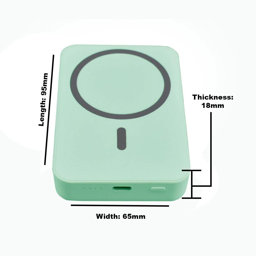 TexoVera 10000 mAh Wireless MagSafe Power Bank, 15W Wireless & 25W Wired, Lithium Polymer Battery - Green - Image 4