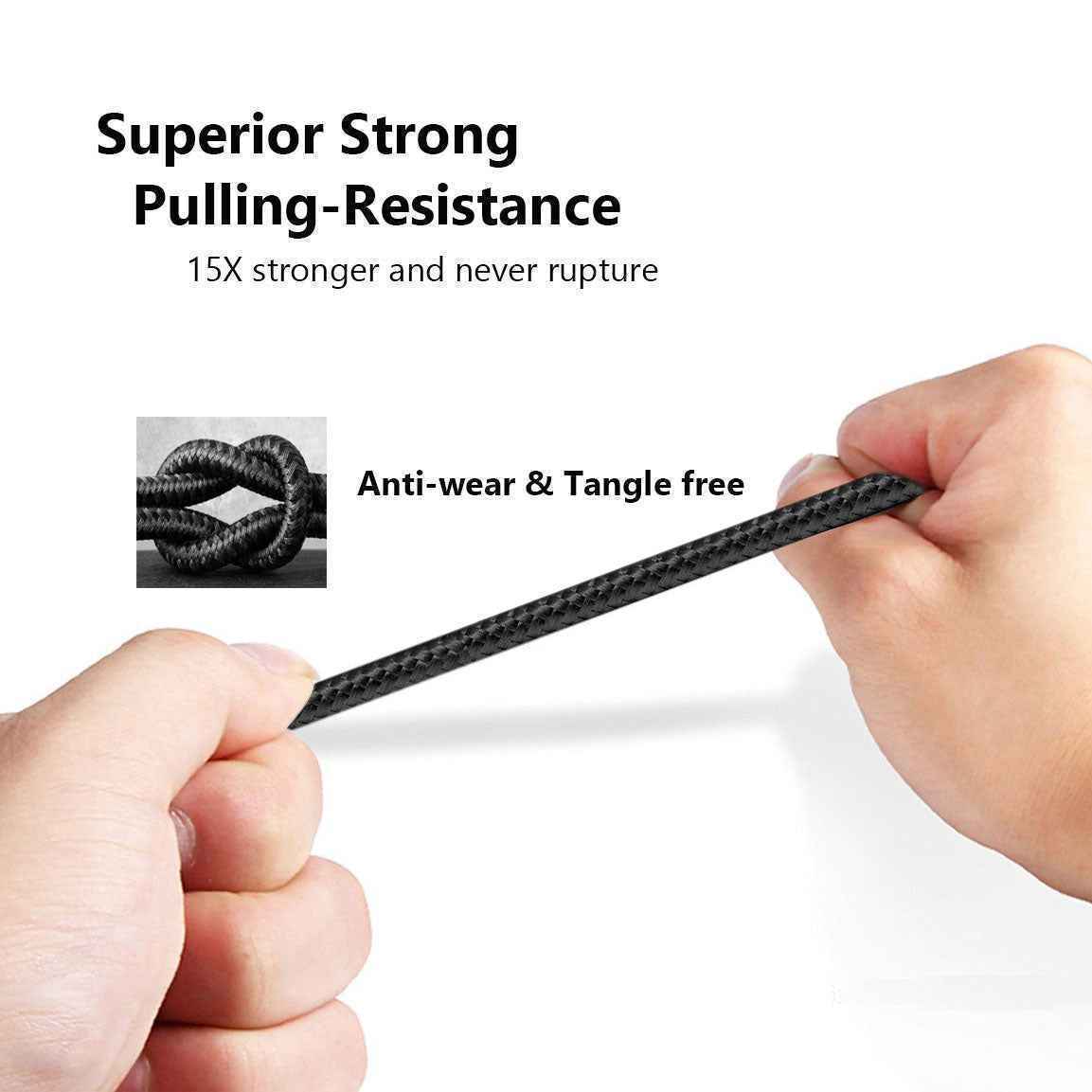 TexoVera Fast Charging Type C Cable - Unbreakable 30W 3A, 1m Braided for Smartphones, Tablets, Laptops, 480Mbps Data Sync, Quick Charge 3.0, Black - Image 5