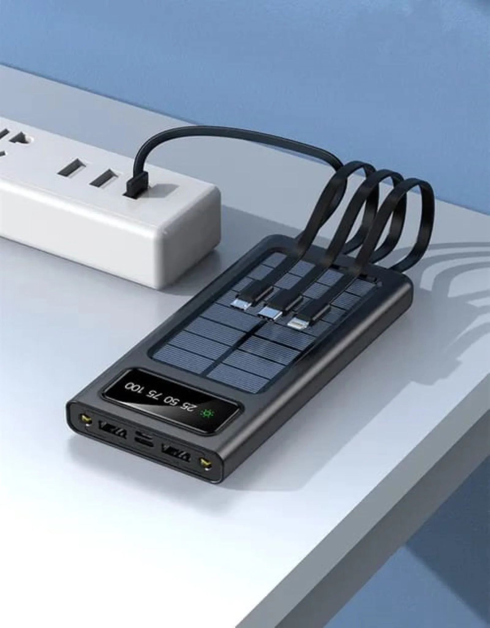 TexoVera Solar Power Bank 10000 mAh with 15W Solar Charging and Lithium Polymer Battery (Solar-4Wire-10K) - Image 4