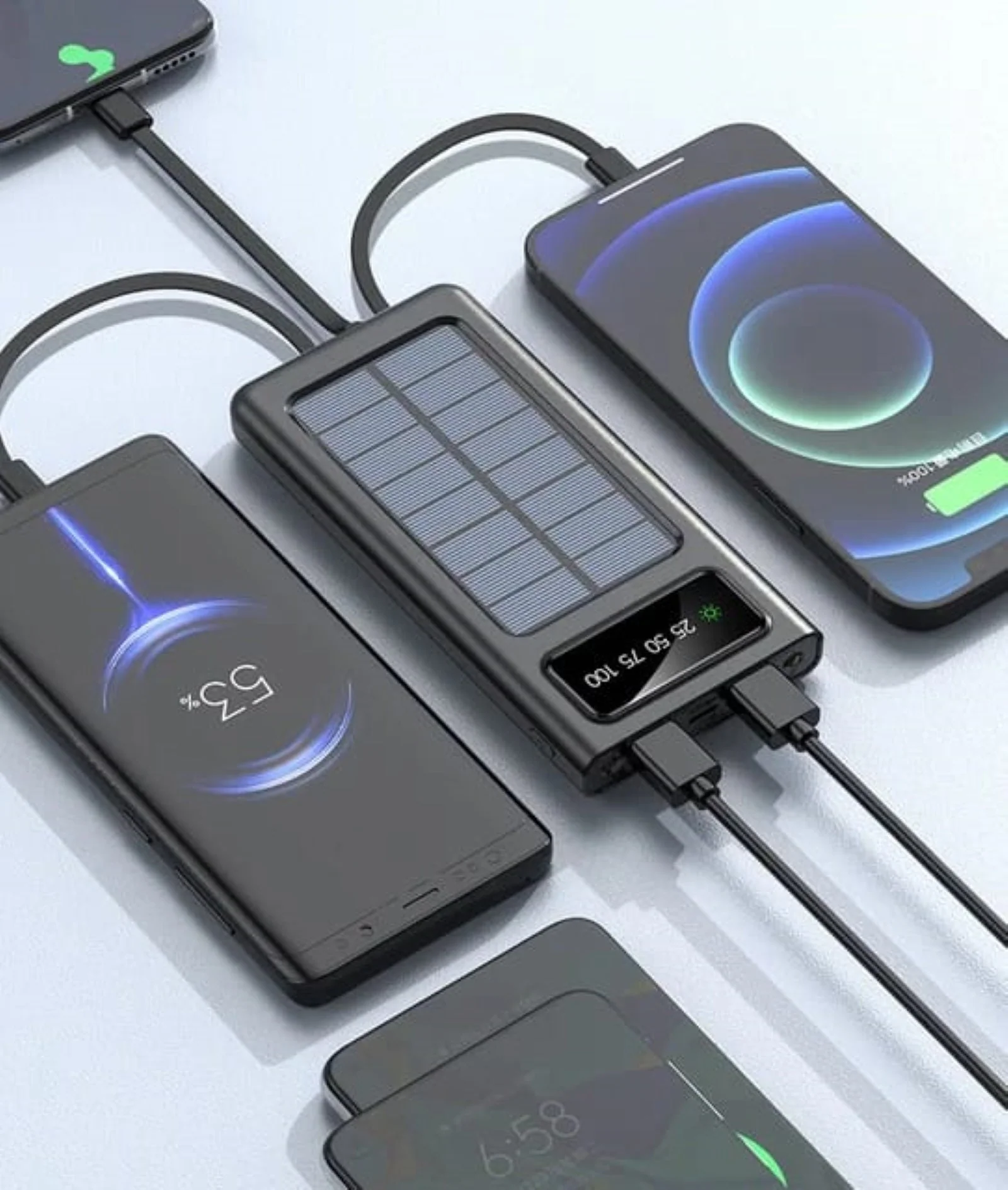 TexoVera Solar Power Bank 10000 mAh with 15W Solar Charging and Lithium Polymer Battery (Solar-4Wire-10K) - Image 5