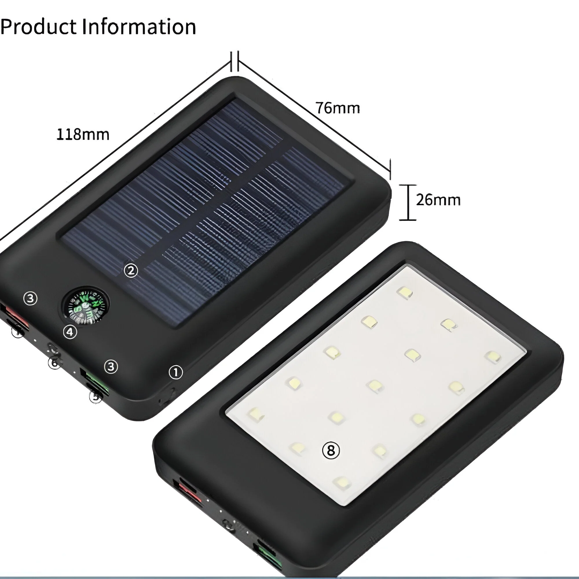 TexoVera Solar Power Bank 13000 mAh with 15W Solar Charging and Lithium Polymer Battery (Compas-solar-13K) - Image 4