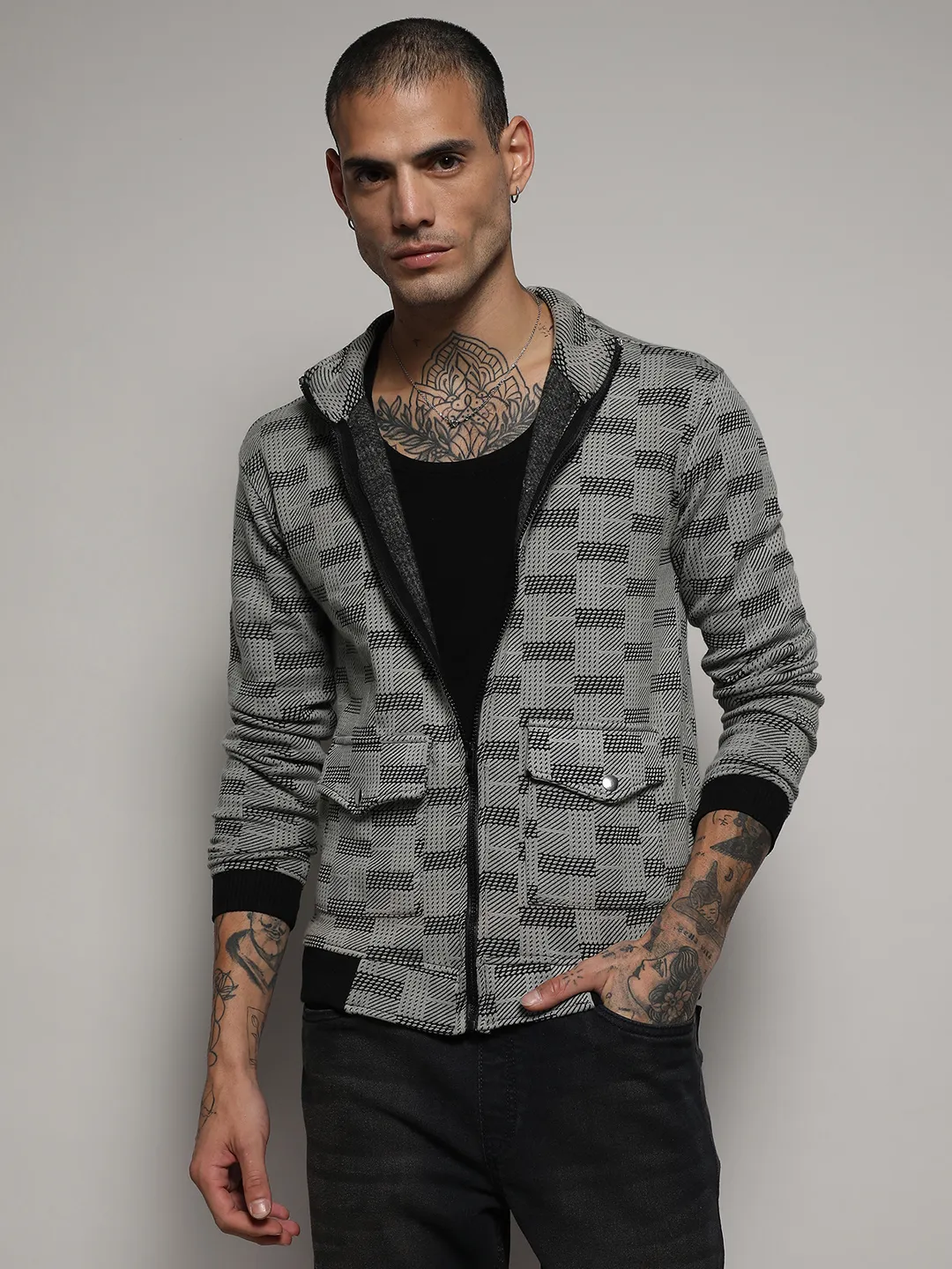 Textured Jacket With Flap Pocket - Image 2
