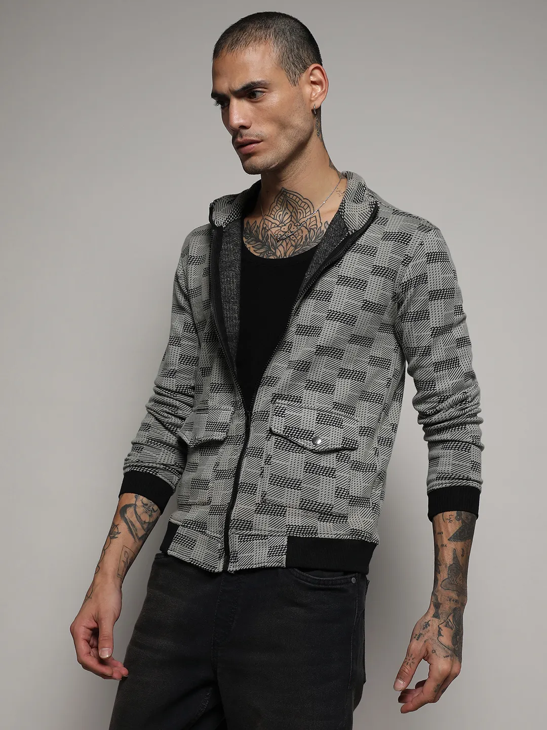 Textured Jacket With Flap Pocket - Image 3