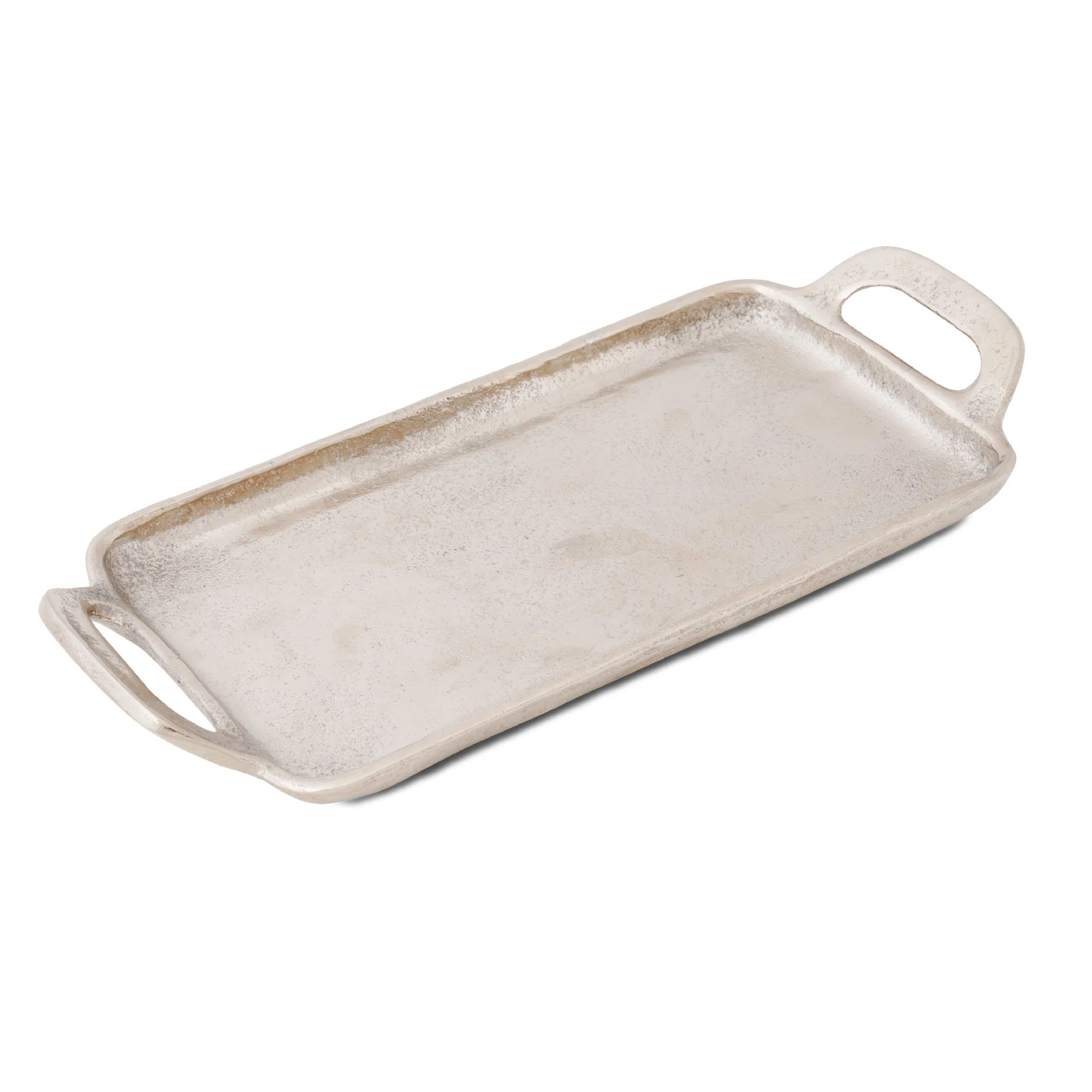 Textured Metallic Silver Decor Tray - Image 3
