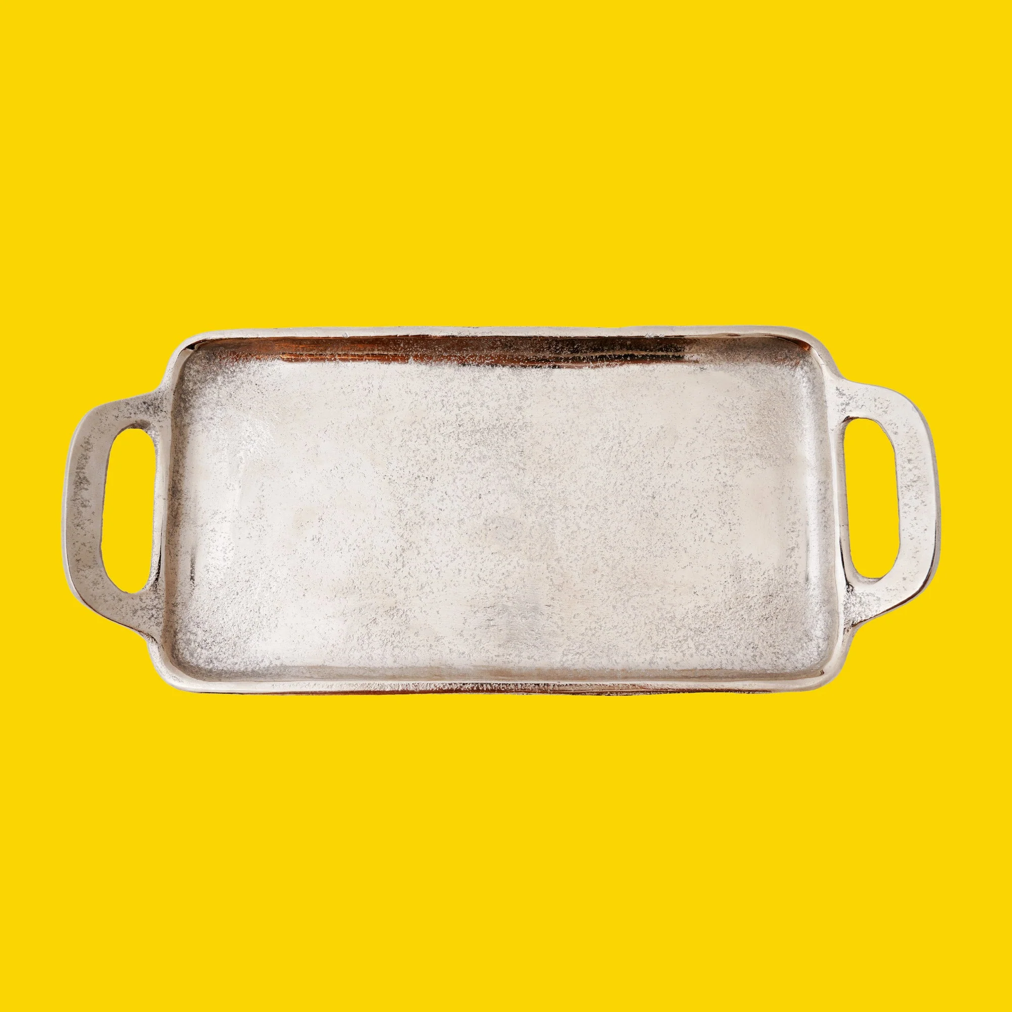 Textured Metallic Silver Decor Tray - Image 4
