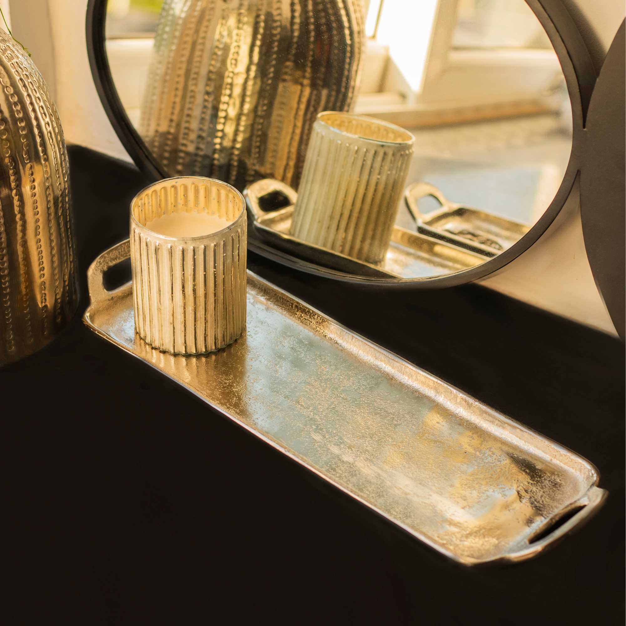 Textured Metallic Silver Decor Tray - Image 9
