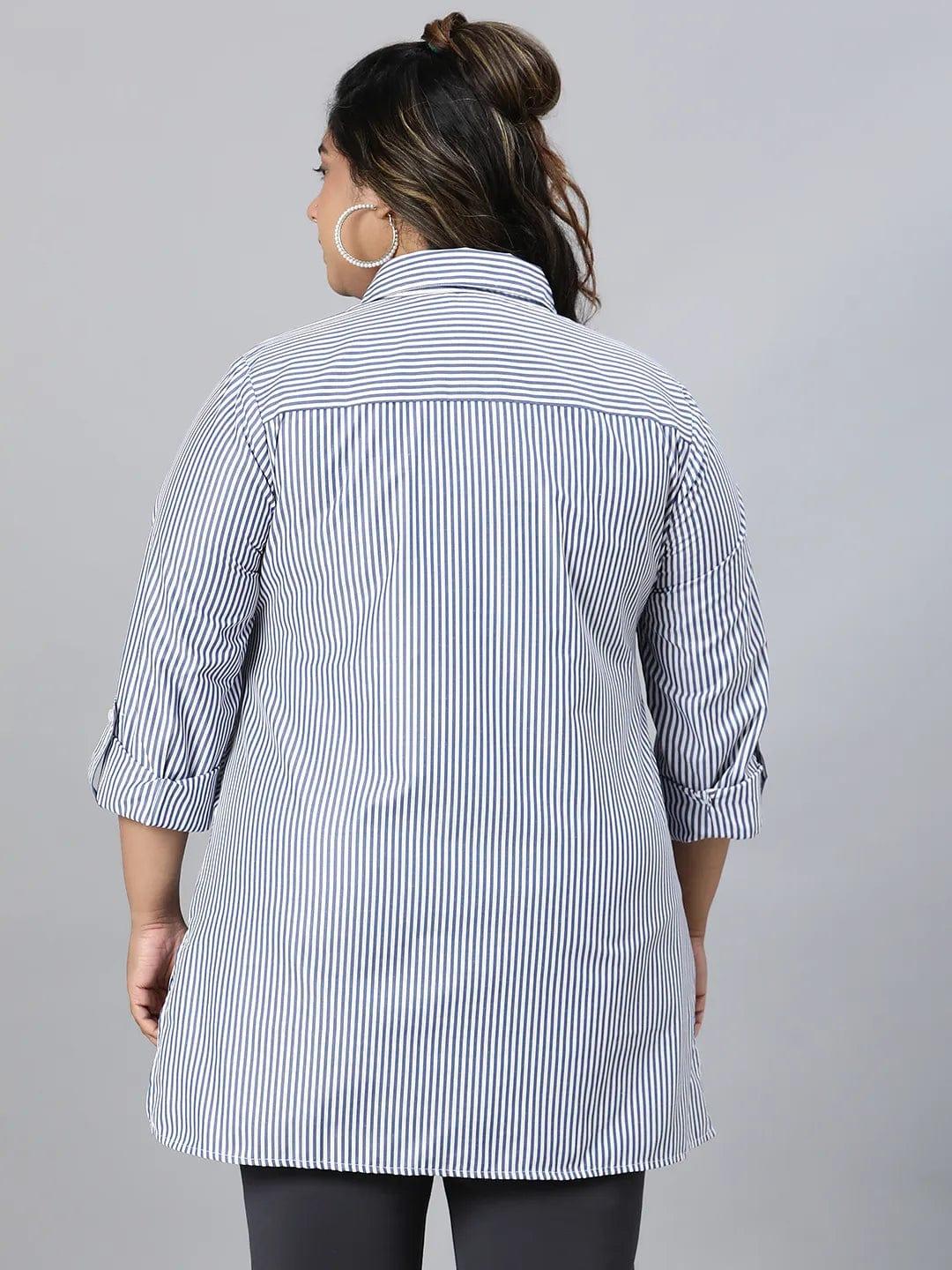 The Blue Collared Long Sleeve Plus Size Shirt - Image 5