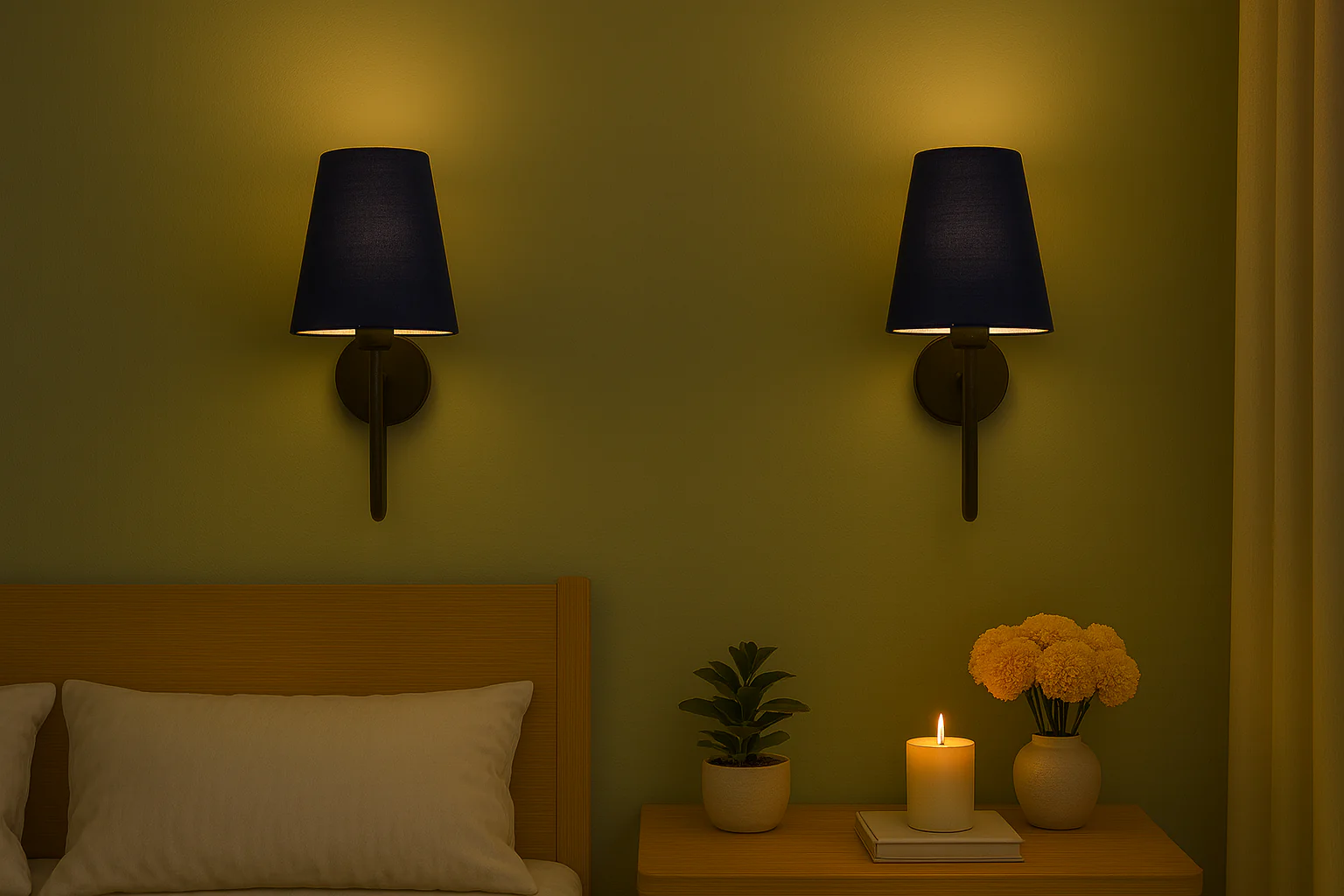 The blue Fabric Lamp Shade Wall Lights - Image 2