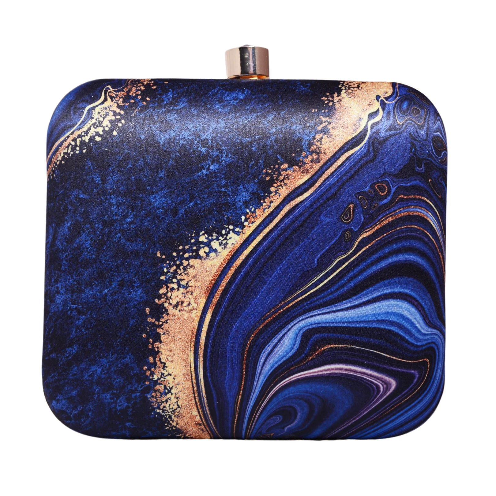 The Evolution Blue & Gold Printed Clutch - Image 3