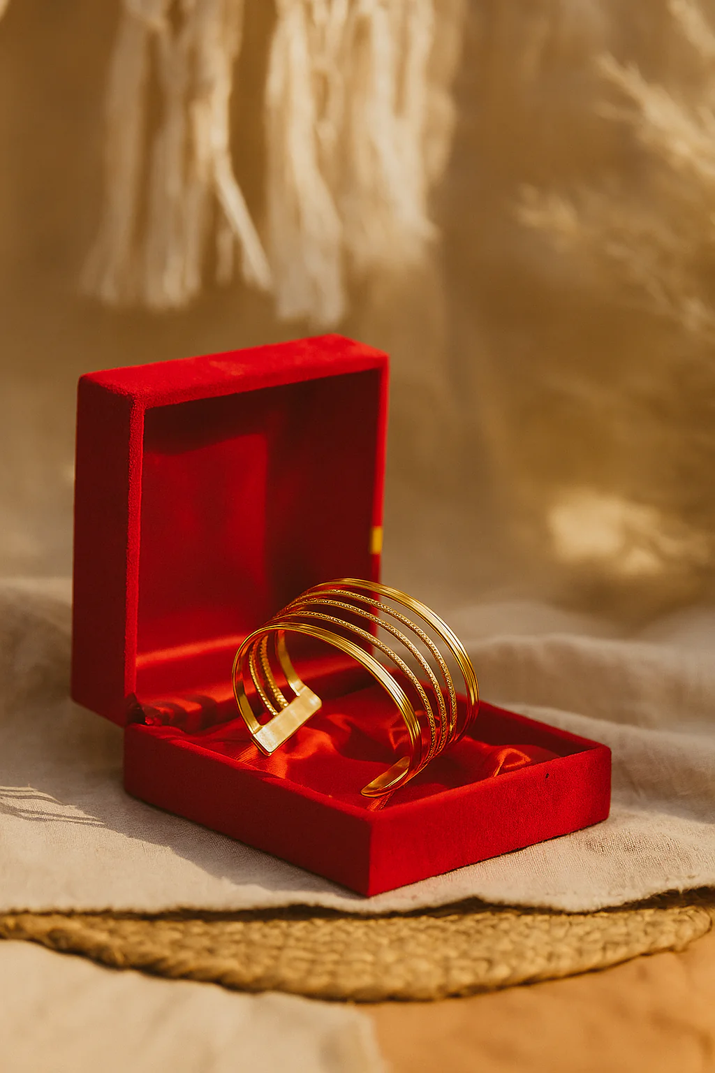 The Golden Lines Cuff Bracelet - Sleek and Modern Statement Piece - Image 3