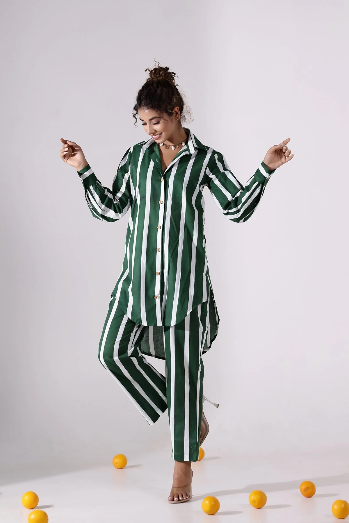 The Green Stripes Cotton Coord Set - Image 3