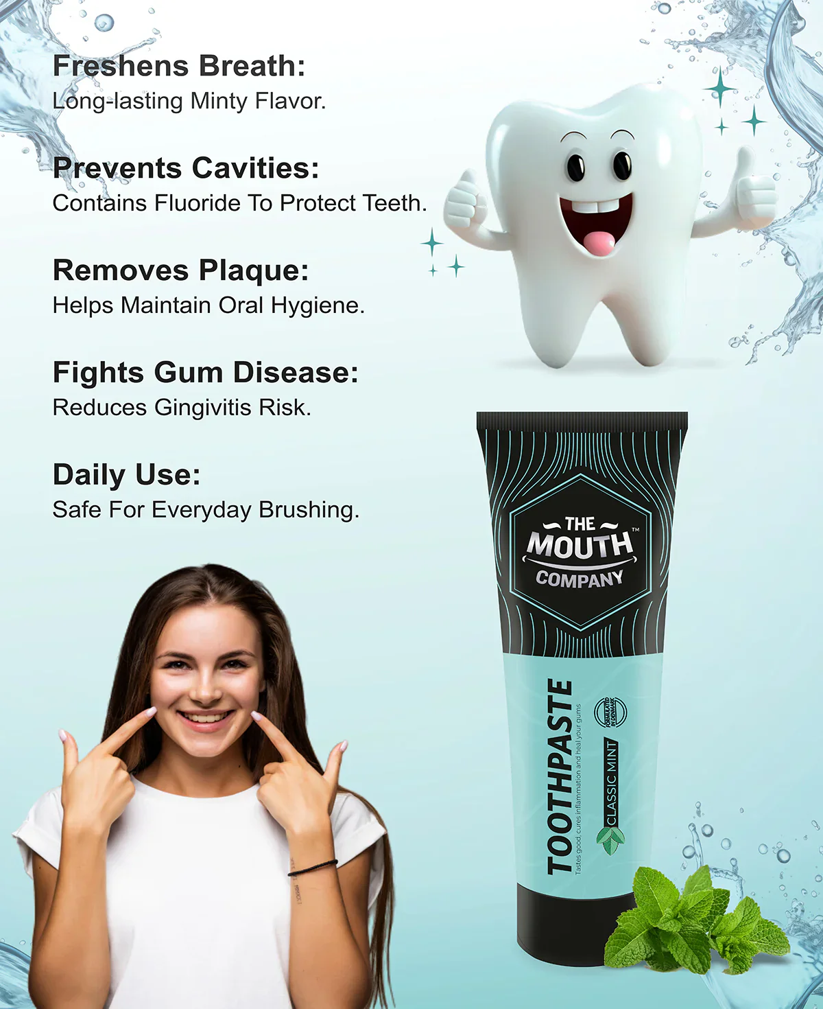 The Mouth Company Classic Mint Toothpaste 100g - Image 4