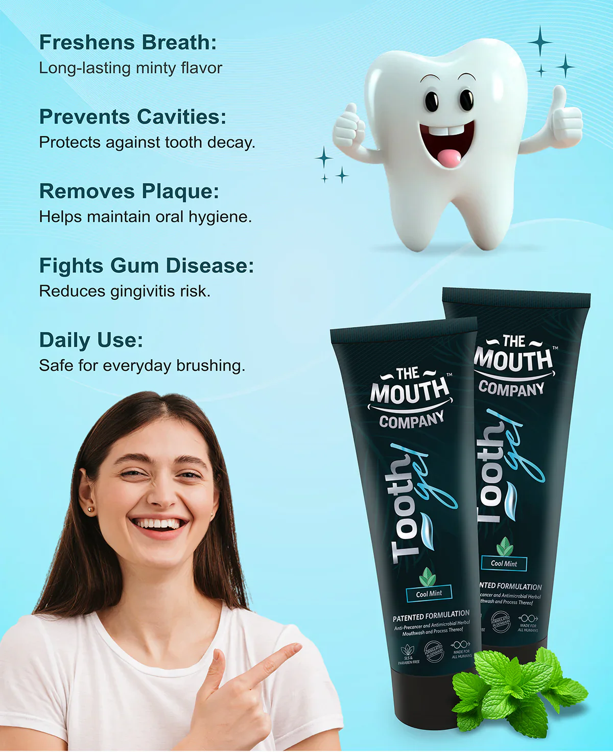 The Mouth Company Cool Mint Toothgel - 75g - Image 3