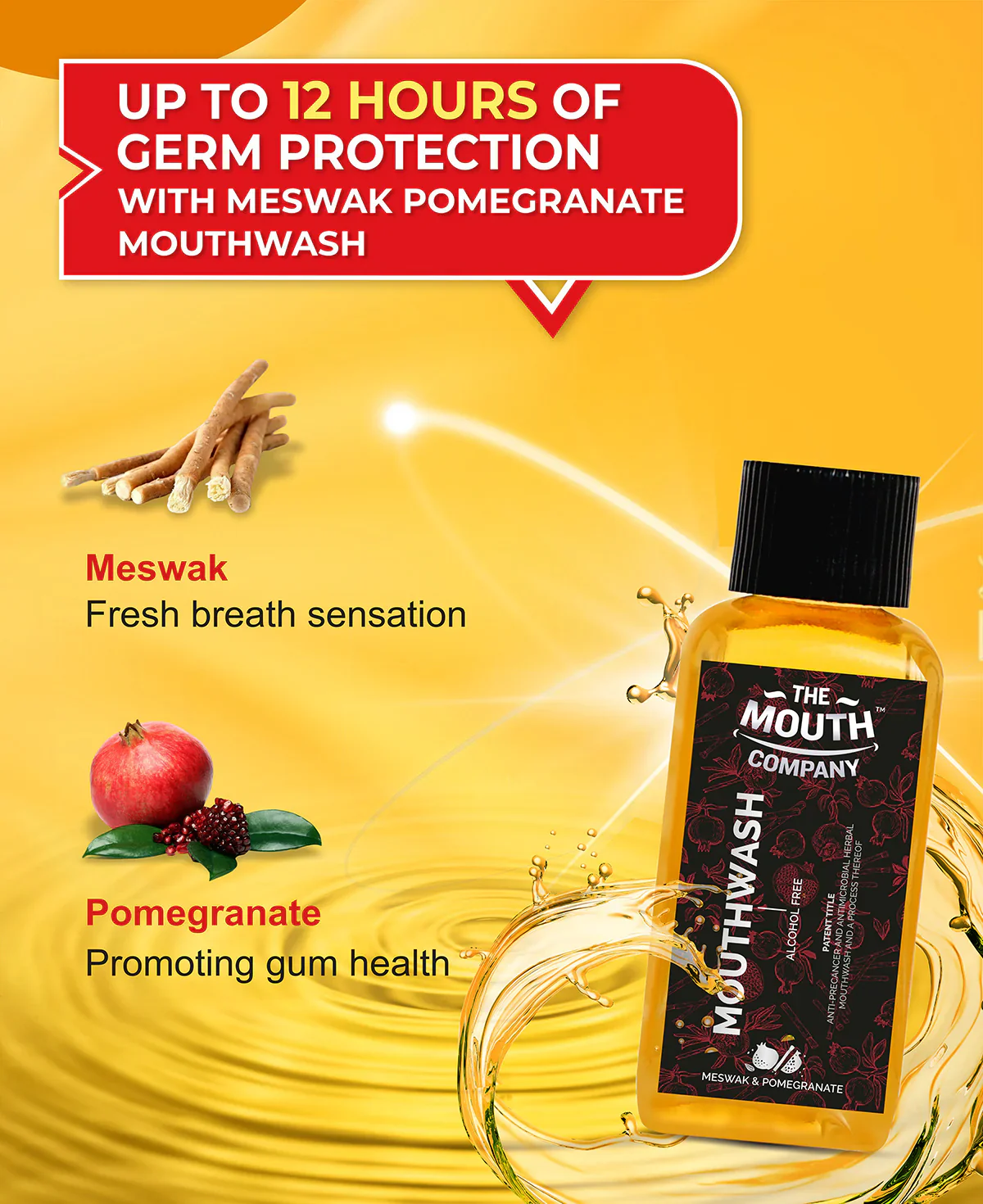 The Mouth Company Meswak & Pomegranate Mouthwash - 100 ml - Image 2
