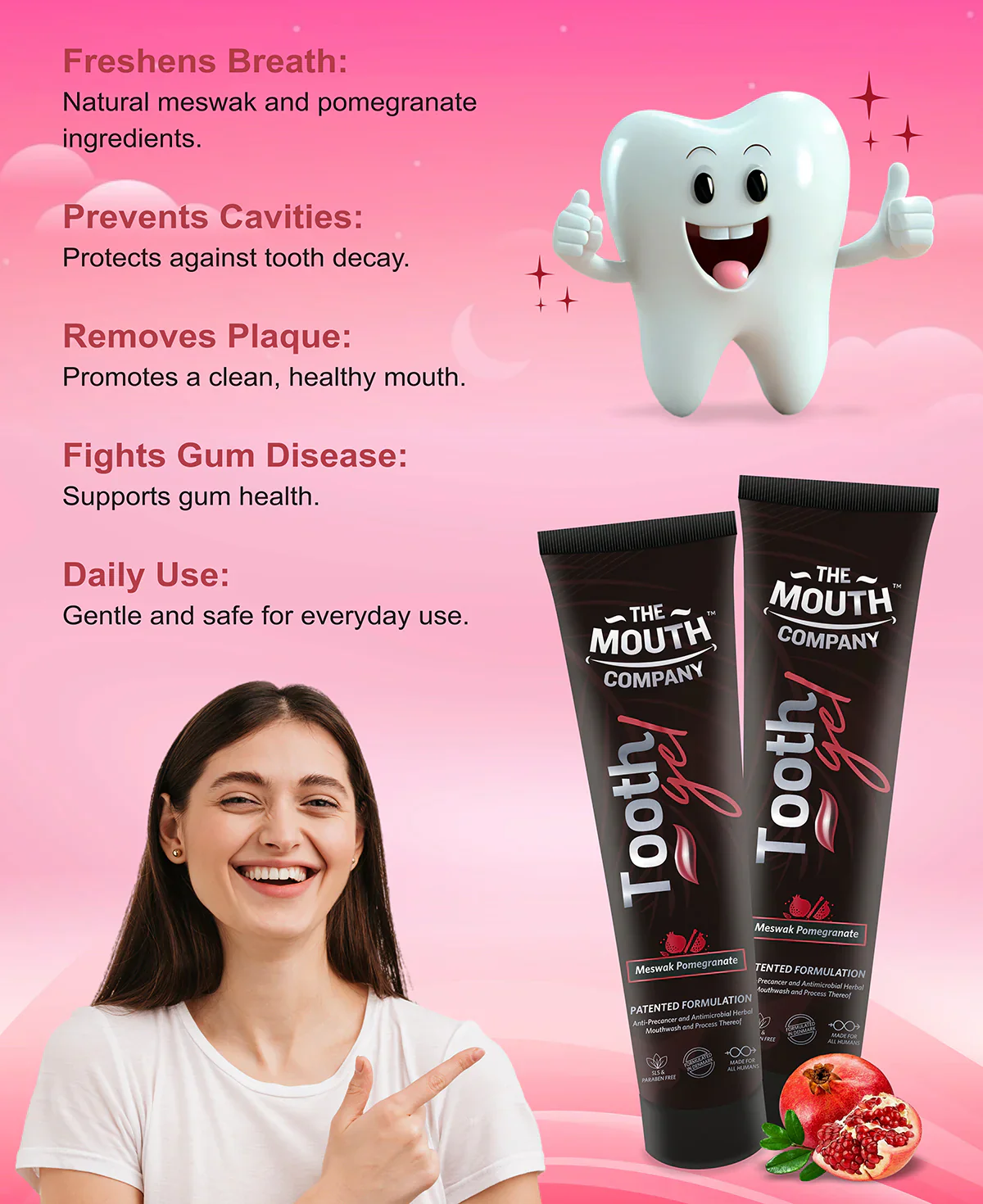 The Mouth Company Meswak & Pomegranate Toothgel 20gm - Image 4