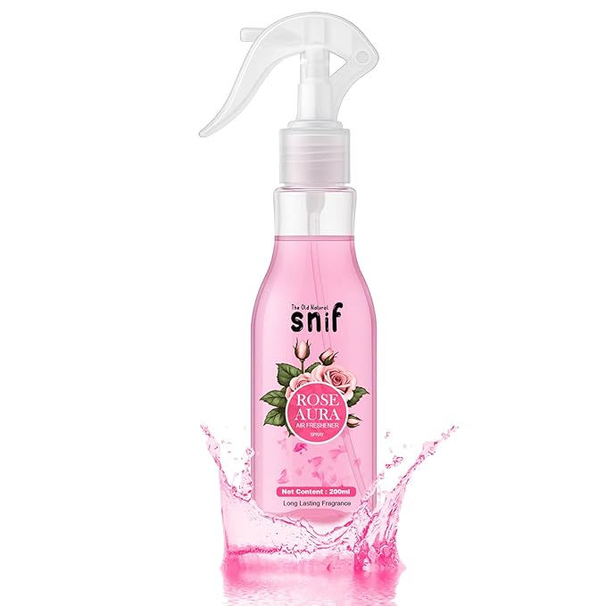 The Old Natural Snif Rose Aura Room Air Freshener | Long Lasting Fragrance with Essential Oils 1000+ Sprays | Room & Car Freshener (Rose Aura 200ml)
