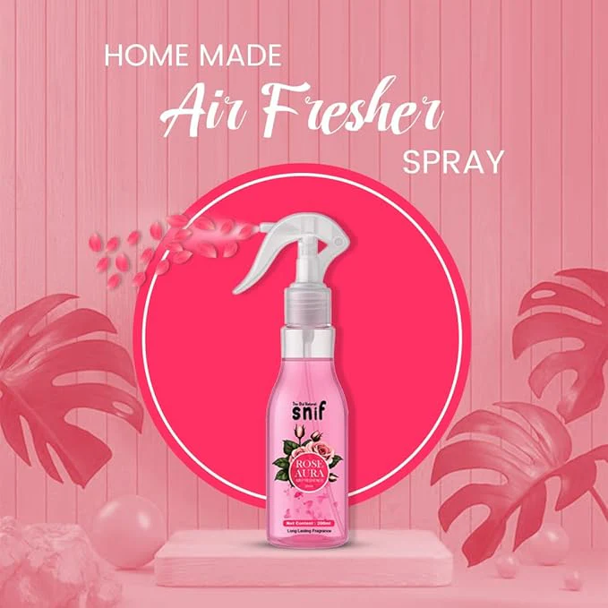 The Old Natural Snif Rose Aura Room Air Freshener | Long Lasting Fragrance with Essential Oils 1000+ Sprays | Room & Car Freshener (Rose Aura 200ml) - Image 2