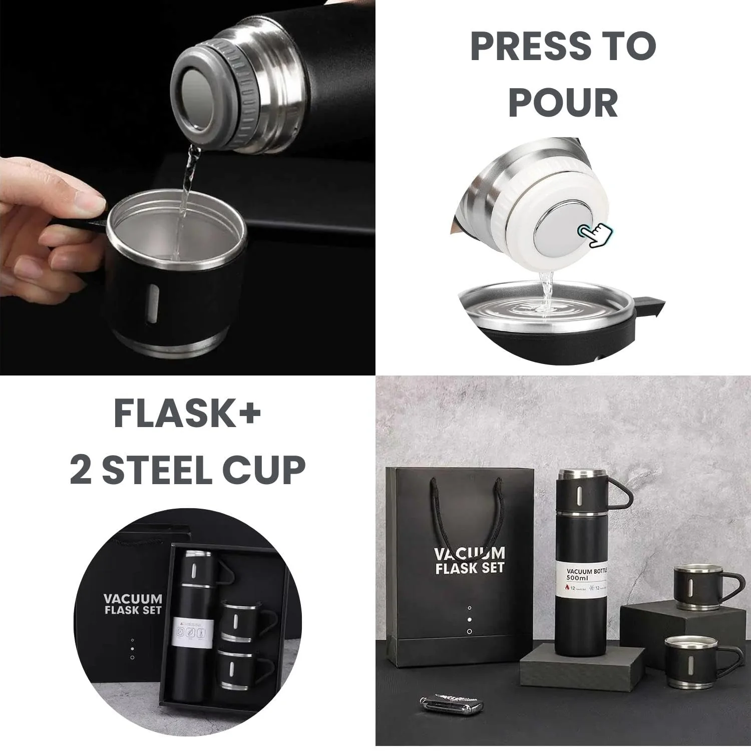 ThermoGift: 500ml Stainless Steel Vacuum Flask Gift Set with Insulated Cup – Perfect for Corporate & Festive Gifting - Image 8
