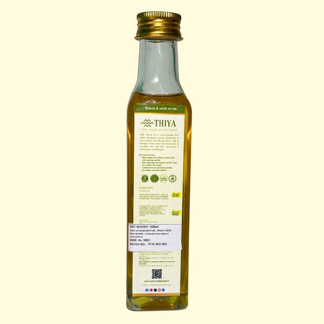 Thiya Wood Pressed Walnut Oil | Made from Kashmiri Milky Walnuts | Cold Pressed | Natural & Chemical-Free | 200ml - Image 2