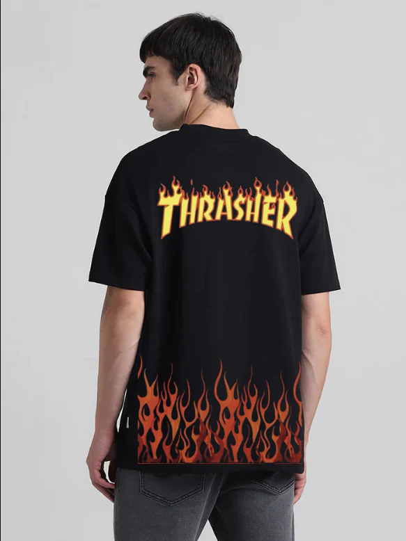 Thrasher Black Oversized T-shirt - Image 3