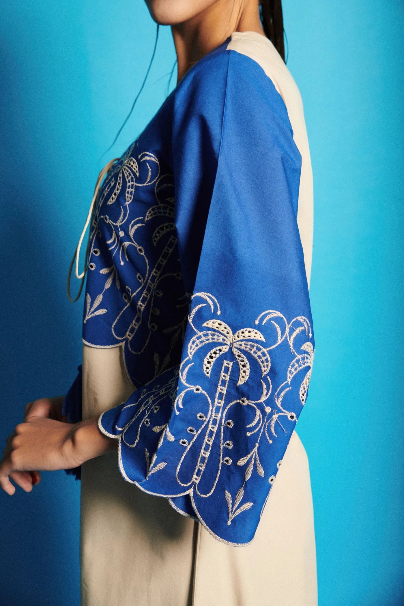 Thread Work V Neck Long Dress - Image 4