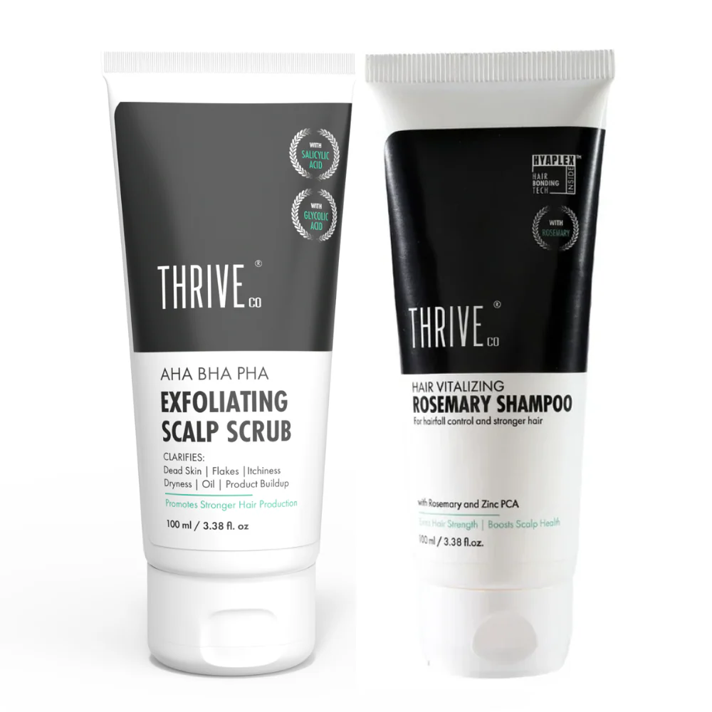 ThriveCo Rosemary Shampoo (100ml) + AHA BHA Scalp Scrub (100ml)