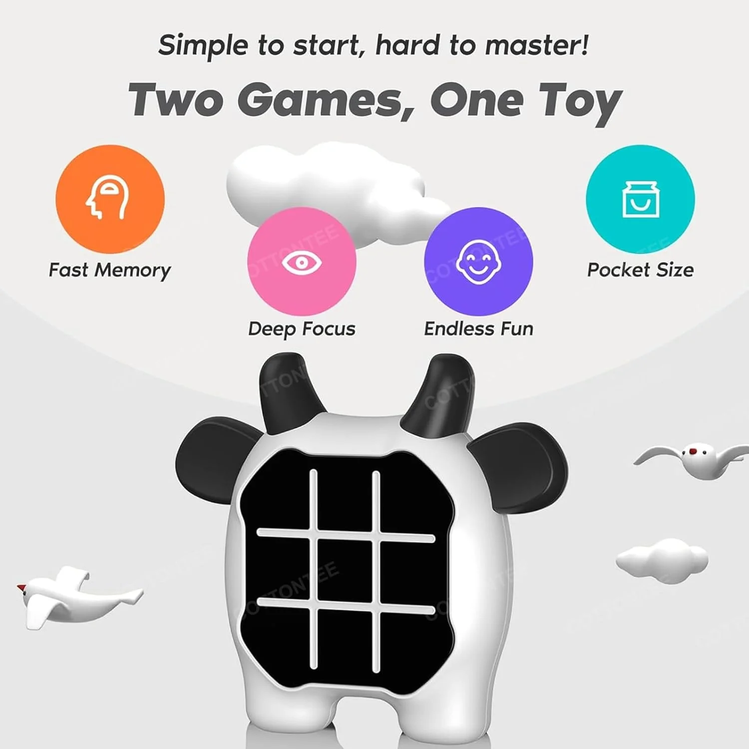 Tic Tac Toe Game, Animal-Themed 2-in-1 Handheld Puzzle Game Console, Board Games for Kids, Portable Travel Games, Birthday Gifts, for Age 3+ - Image 3