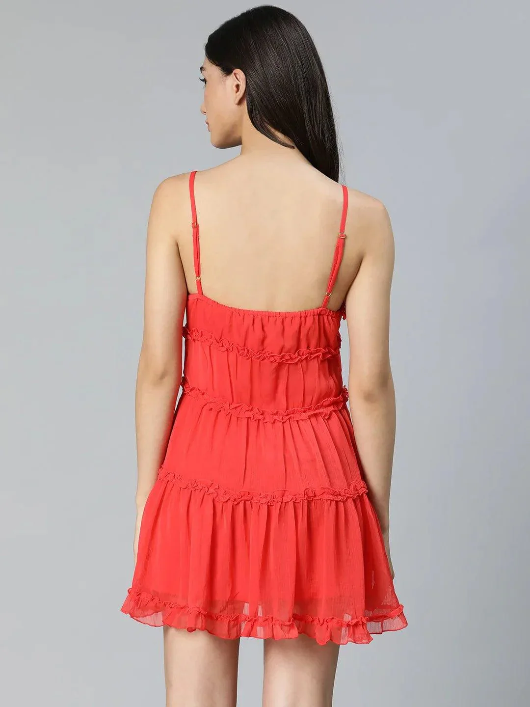 Tickle Red Ruffled Women Nightwear Comfy Dress For Stylish Look - Image 5