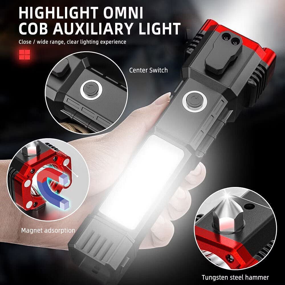 Torchii: Magnetic LED Emergency Rechargeable Torch & Cob Light with Window Breaker & Seat-Belt Cutter, for Car Safety, Camping & Outdoor Use - Image 3