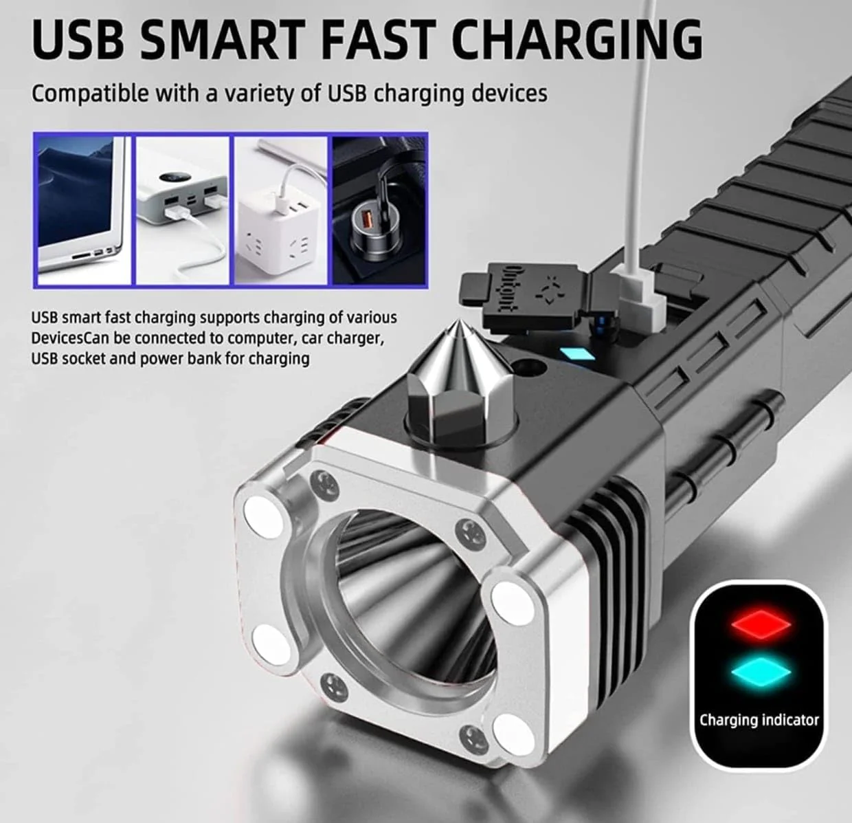 Torchii: Magnetic LED Emergency Rechargeable Torch & Cob Light with Window Breaker & Seat-Belt Cutter, for Car Safety, Camping & Outdoor Use - Image 6