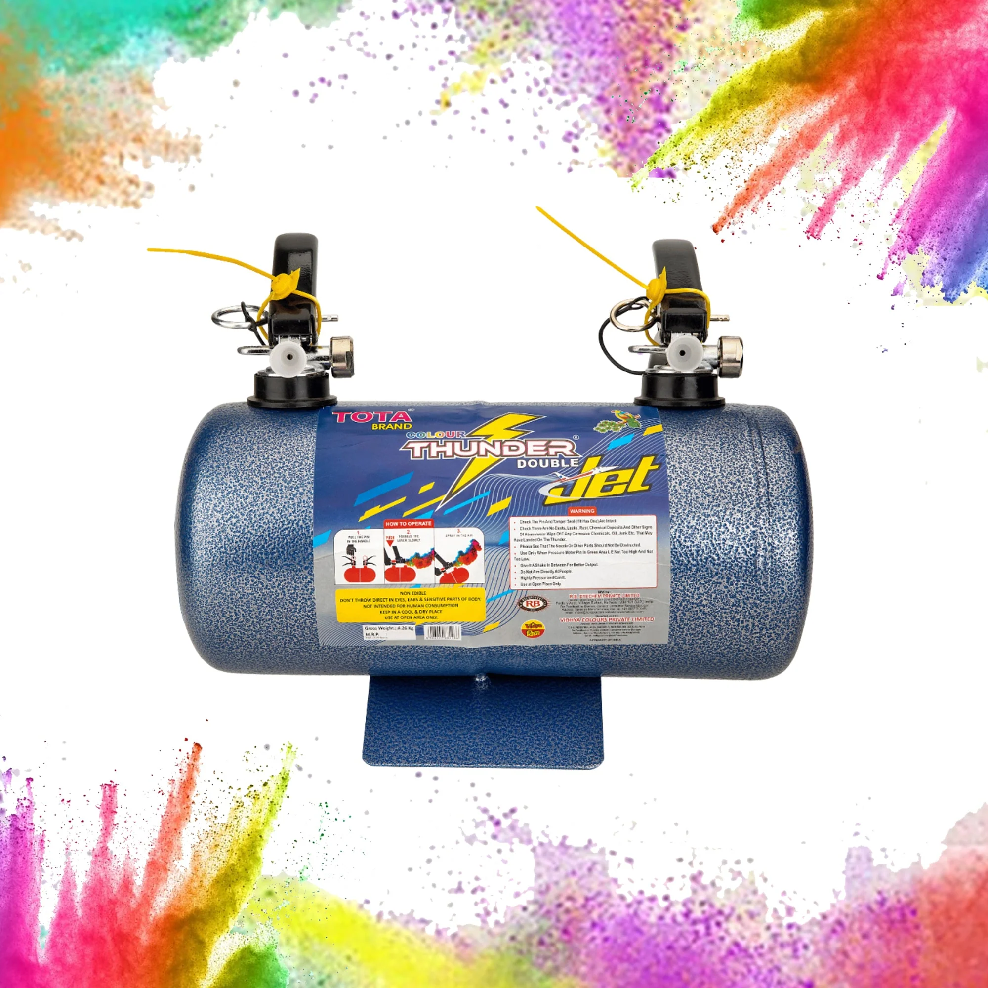 Tota Thunder Double Jet Holi Colour Cloud Gadget-Two Colors One Time Use Holi Cylinder - Natural and Herbal Gulal for Holi and Photoshoots - Image 4