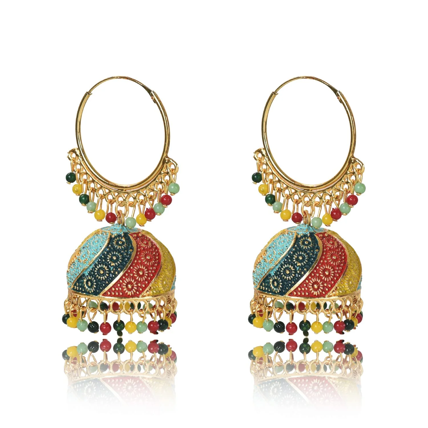 Traditional Multicolor Jhumka Earring For Women And Girls, Indian Ethnic Alloy Jhumki Earrings