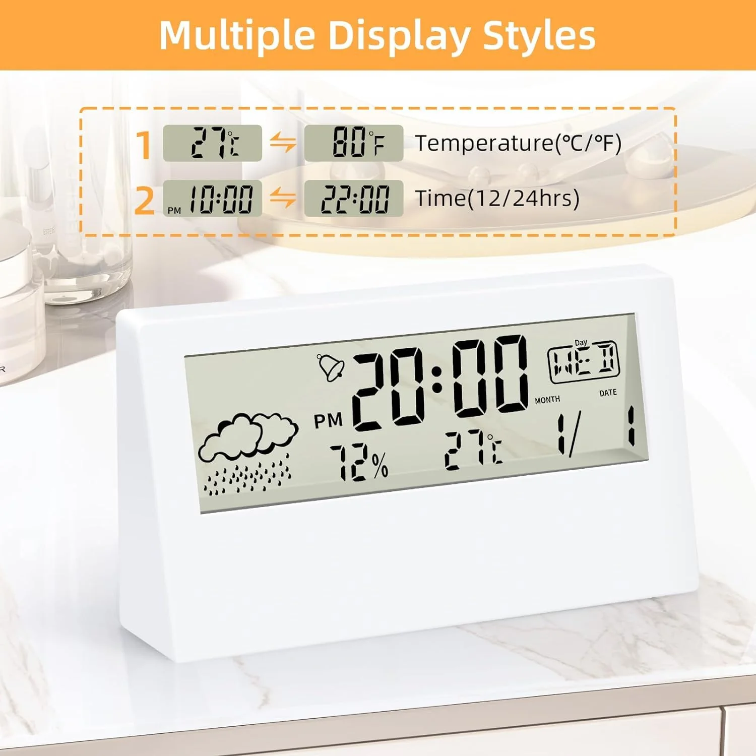 Transparent Digital Alarm Clock Bedroom Bedside Table Clock 1 pc